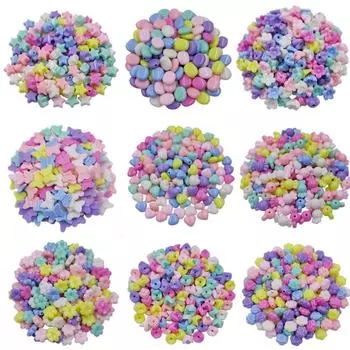 20/40 шт. акриловые бусины звезда сердце цветок конфета бабочка свободные бусины DIY ремесло для детей ювелирные изделия аксессуары 20Pcs 9mm irregular