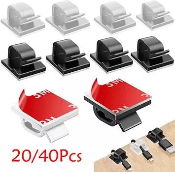 20/40 шт. зажимы для кабеля самоклеящиеся органайзер для шнура черный держатель для проводов зажим-органайзер самоклеящиеся автомобильные зажимы для проводов аксессуары 20 Pcs белый