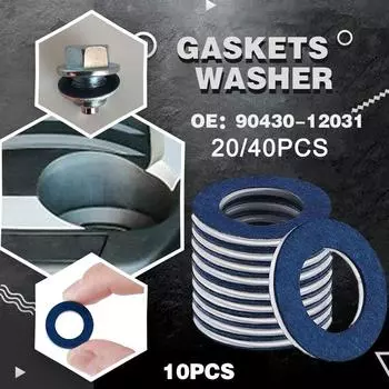 20/40pcs Thread Oil Drain Sump Plug Gaskets Washer 12mm Hole Seal Car Engine For Camry Oe# 90430-12031 Y3o2