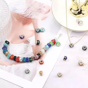 20/50/100/200 шт. DIY 11 мм Стразы Европейские бусины Большие отверстия Разделительные бусины Алмазные бусины для волос Кристалл Рондель Шарм бусины для украшения волос 20pcs белый