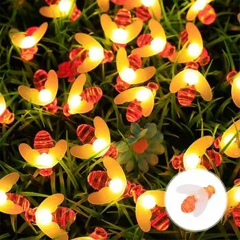 20/50/100 LED Solar Cute Bee Fairy String Lights Garden Lights 8 Mode Outdoor Lighting for Flower Fence Christmas Wedding Decor 5M 20LED