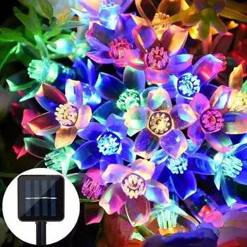 20/50/100 LED Solar Flower String Light Outdoor Cherry Blossom Fairy Lamp For Home Garden Patio Fence Yard Festival Decor 5m20led-multicolor