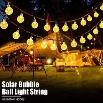 20/50/100 LED String Light Solar Bubble Ball Fairy Lamp 8 Modes Outdoor Waterproof Christmas Lamp for Garden Wedding Party Decor Warm White