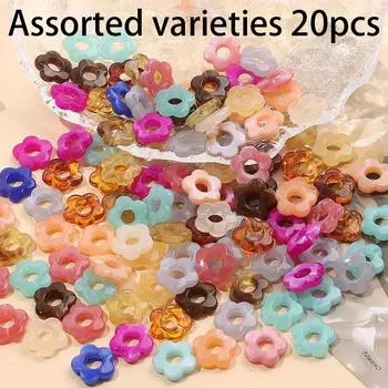 20/50/100 шт. Акриловые бусины в форме цветка, полые бусины в форме цветка, разделенные бусины, оптом, сделай сам, поделки, красочные радужные ожерелья, серьги, браслеты, изготовление ювелирных изделий Assorted varieties 20pcs