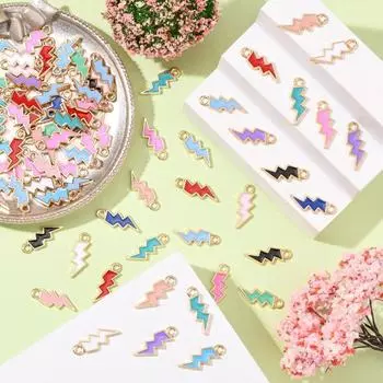 20/50/100 шт. эмалевые подвески в виде молнии, разноцветные подвески в форме вспышки, подвески в виде небесного грома для изготовления ювелирных изделий оптом 20pcs разноцветный