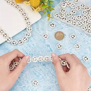 20/50/100 шт. бирюзовые бусины россыпью и бусины с интервалом знака мира и плоские бусины плоские бусины бирюзовые бусины с интервалом изготовление украшений своими руками 20pcs белый