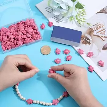 20/50/100 шт. бусины в виде морских черепах, розовые, синтетические, бирюзовые, бусины в виде морских черепах, летние, морские животные, бусины в виде морских черепах, свободные бусины с интервалом, поделки своими руками 20pcs розовый