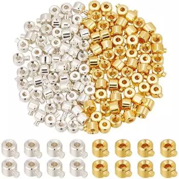 20/50/100 шт. Латунные обжимные бусины 2 цвета 3,5x4,5 мм бусины долговечные позолоченные обжимные трубки бусины-колонны крышки металлические заглушки для шнура аксессуары 20pcs серый