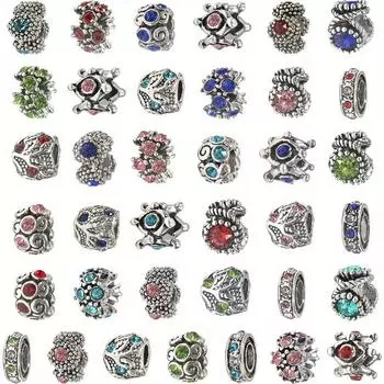 20/50/100 шт. различных европейских аксессуаров для освещения, бусины с большими отверстиями, разнесенные бусины, ювелирные браслеты, ожерелья, принадлежности для изготовления ювелирных изделий 20pcs разноцветный