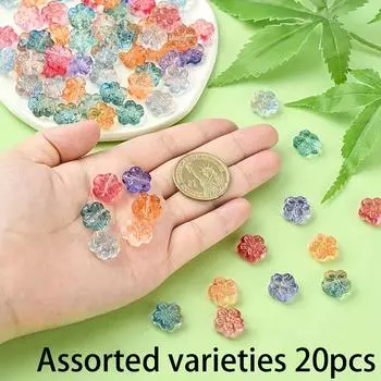 20/50/100 шт. Стеклянные бусины прозрачного цвета, элегантные, современные, художественные, цветочные, стеклянные бусины, браслет, отдельные бусины, аксессуары, свободные бусины, браслет, ожерелье своими руками 20pcs