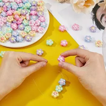 20/50/100 шт. акриловые бусины в виде цветка для рукоделия, симпатичные бусины в виде подсолнуха, бусины в виде цветка для волос, симпатичные бусины в виде сосны, бусины с маленьким отверстием для браслета, изготовление ювелирных изделий 20pcs разноцветны