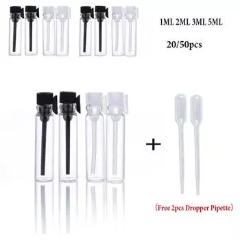 20/50 шт 1/2/3 мл пустые прозрачные стеклянные флаконы для духов маленькие флаконы для духов лабораторная жидкая пробирка для духов пробный флакон 1ml