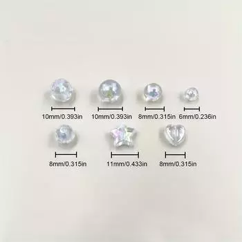 20/50 шт. 6-10 мм для ожерелья, серег, материалы ручной работы, акриловые круглые бусины в форме сердца AB, цветные бусины, изготовление ювелирных изделий ручной работы Round 6mm 50pcs