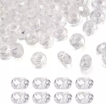 20/50 шт. Европейские бусины с большими отверстиями, круглые граненые рондельные подвески без металлического сердечника для изготовления ювелирных изделий из браслета, кристалл AB, диаметр 14 мм 20cps белый