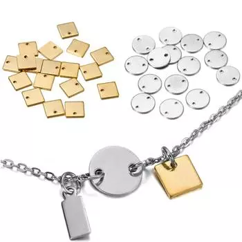 20-50 шт./лот, круглые и квадратные подвески из нержавеющей стали, подвески для DIY, серьги, браслет, ожерелье, кулон, аксессуары для изготовления ювелирных изделий