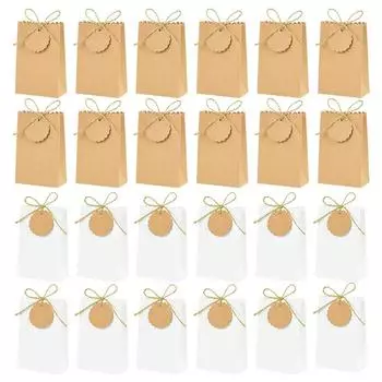 20/50 шт. Подарочная коробка из крафт-бумаги с ленточными бирками, упаковочный пакет для печенья и конфет, свадебные принадлежности для дня рождения и вечеринки, рождественские подарки 20pcs белый