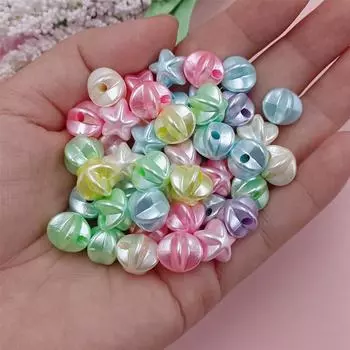 20/50 шт. разноцветные пятиконечные трехмерные бусины с цветком тыквы, звездой, материалы для бисера, макарон, модные, сделай сам, ручная работа Flat flower/20pcs