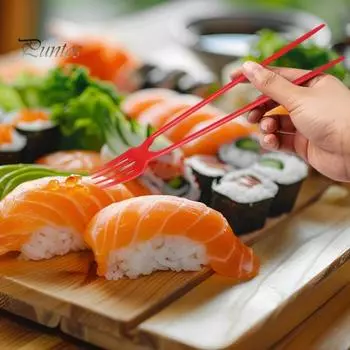 20/50 шт. вилок и палочек для еды, набор 2 в 1 для легкого приема пищи, универсальный набор Chork для азиатской кухни и многого другого, столовые приборы двойного назначения для начинающих 20PCS красный