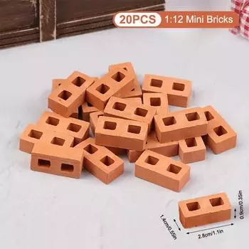 20/50Pcs Miniature Cinder Blocks Model 1/12 Dollhouse Micro Landscape Mini Concrete Bricks Toy Micro Scene Construction Props 2.8*1.4*0.9cm красный