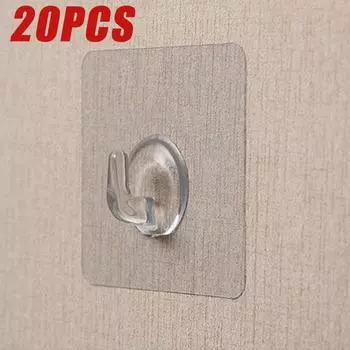 20/5 шт. прозрачных настенных крючков, самоклеящиеся дверные и настенные крючки, крючки, прочная стойка для кухни, ванной комнаты, органайзер 5PCS