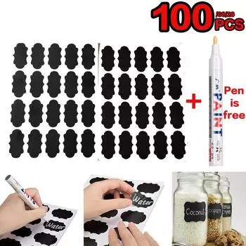 20/60/100 шт. водостойкая классная доска, банка для специй, варенье, бирки для бутылок, маркер для доски, ручка, этикетки, наклейки 20pcs/1sheet & a pen