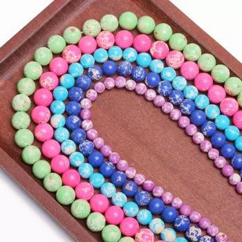 20-90 шт. 4/6/8/10 мм морской осадок императорская яшма натуральный камень круглые свободные бусины для изготовления ювелирных изделий своими руками браслет ожерелье рукоделие 4mm/40pcs розы красного