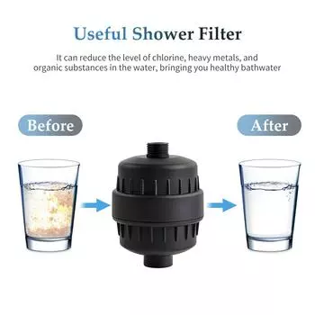 20 этапов фильтрации воды для душа. Удаляет хлор, тяжелые металлы, отфильтровывает, смягчает жесткую воду. Фильтрация для душевой насадки. Очиститель. чёрный