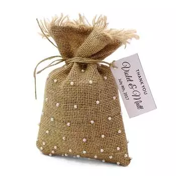 20 атласных и кружевных подарочных мешочков с завязками на шнурке, маленькие подарочные пакеты для свадебной вечеринки с персонализированными бумажными бирками 4 x 20 Bags розовый