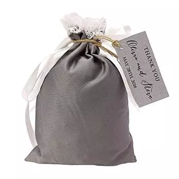 20 атласных и сетчатых подарочных мешочков с завязками, маленькие сувенирные пакеты для свадебной вечеринки в деревенском стиле с персонализированной бумагой 4 X 6.5 серый