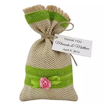 20 атласных подарочных пакетов на завязках, маленькие печатные мешочки, свадебные подарочные пакеты с персонализацией 20 Bags бежевый