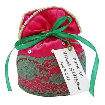 20 атласных свадебных сумочек с индивидуальными бирками в деревенском стиле, сумочки-подарки на шнурке для вечеринок размером 4 x 6,5 20 Bags маджента