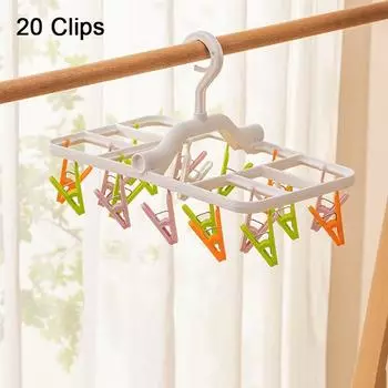 20 Clips/32 Clips Underwear Drying Rack Foldable Laundry Clip Underwear Socks Holder Bathroom 20 Clips