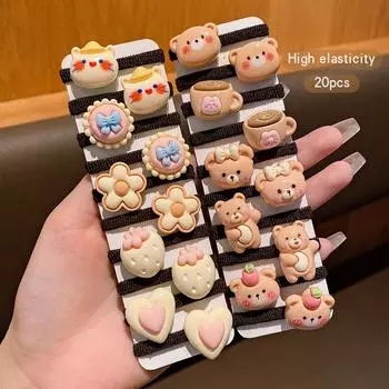 20 cute cartoon rubber bands and sweet wind-driven hair accessories suitable for daily use