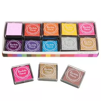 20 цветных подушечек с чернилами, резиновые штампы, рисование пальцами, изготовление карточек