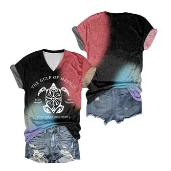 20 цветов летней моды с принтом Мексиканского залива для женщин с изображением морской черепахи футболка повседневные дышащие футболки свободные футболки футболки уличные футболки больших размеров S чёрный