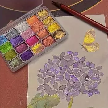 20 цветов перламутровый акварельный набор металлизированных акварельных красок блестящая перламутровая акварель для художников студентов любителей A