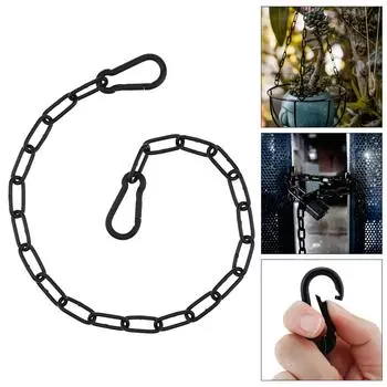 20 дюймов 3 мм Замок-цепь для ворот из нержавеющей стали 304 для уличных заборов, клеток для домашних животных, скота с 2 пряжками 50x25 мм, черный