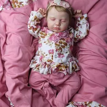 20 дюймов мягкие виниловые конечности тканевое тело спящая кукла LouLou Reborn Baby игрушка для девочки 50 см реалистичный детский подарок на день рождения игровой домик игрушка Finished 3D Skin розовый