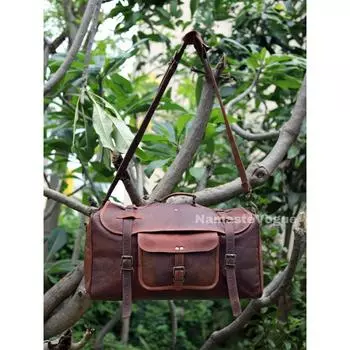 20-дюймовая мужская спортивная сумка в стиле ретро для ручной клади с клапаном для багажа, кожаная спортивная сумка для мужчин и женщин, персонализированный подарок, женская спортивная сумка, лучший рождественский подарок 20 x 10 x 9 in коричневый