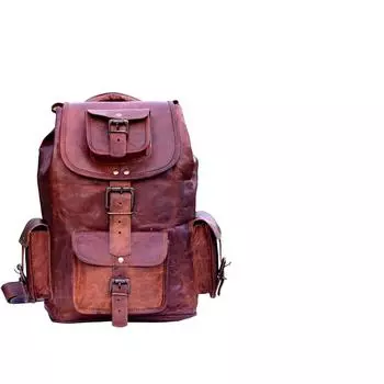 Новый большой рюкзак из натуральной кожи, дорожная сумка для мужчин и женщин 18 X 9 X 9 IN коричневый
