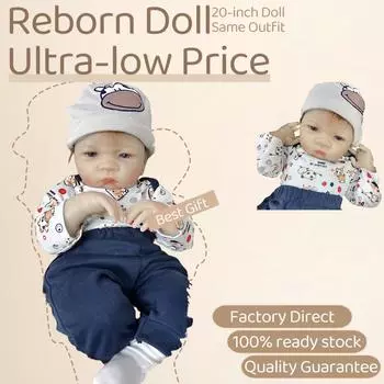 20-дюймовая реалистичная кукла реборн с мягким тканевым телом, реалистичная кукла для новорожденных