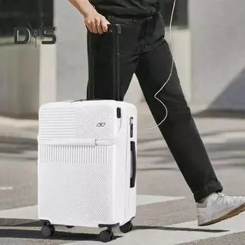 20-дюймовый чемодан для ручной клади с жестким корпусом, устойчивым к царапинам, с карманом на молнии, USB-интерфейсом и кодовым замком, бесшумным вращающимся колесом, одобренным авиакомпаниями 20Inch белый