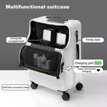 20-дюймовый чемодан для ручной клади с жесткой оболочкой, устойчивой к царапинам поверхностью, с карманом на молнии, USB-интерфейсом и кодом