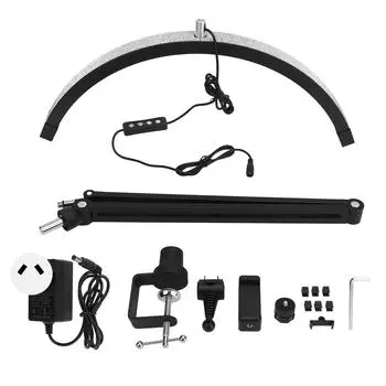 20-дюймовый черный светодиодный светильник в форме полумесяца, регулируемый, 3-цветная температура, дуговой настольный светильник в форме полумесяца