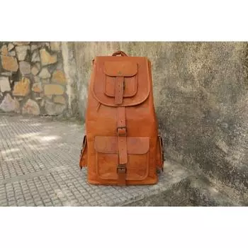 20-дюймовый кожаный рюкзак, рюкзак из натуральной кожи для мужчин и женщин, дорожный ретро-рюкзак, винтажный кожаный рюкзак для колледжа. 20 X 10 X 7 коричневый