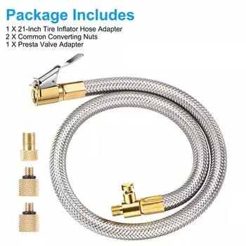 20-дюймовый надувной шланг для автомобильных шин, шланг для накачивания шин, быстроразъемный зажим для накачивания шин, запирающийся зажим для воздуха мотоцикла