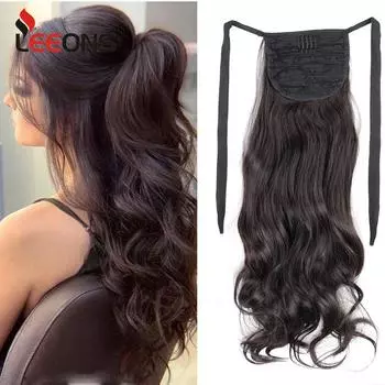 20-дюймовый объемный хвост, синтетические хвостики, наращивание волос, длинные волнистые конский хвост, термостойкое волокно, искусственные шиньоны