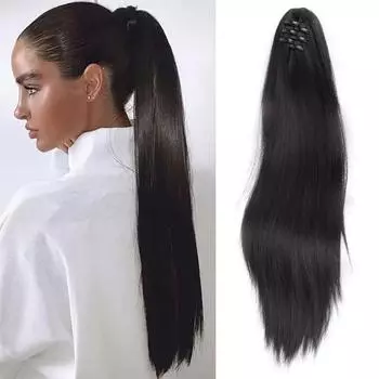 20-дюймовый синтетический длинный прямой хвост-зажим для женщин, термостойкий синтетический хвост-зажим для вечеринок на Хэллоуин