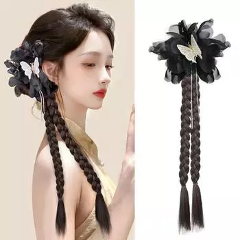 20-дюймовый синтетический хвостик, расширенный зажим для когтей в виде бабочки, любви, цветка, кисточки, боксерская коса, наращивание хвоста для женщин