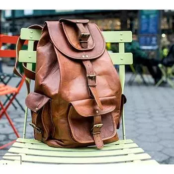 20-дюймовый винтажный рюкзак с кожаной отделкой, повседневная сумка для книг, мужская и женская дорожная сумка для ноутбука 10 X 20 X 8 коричневый